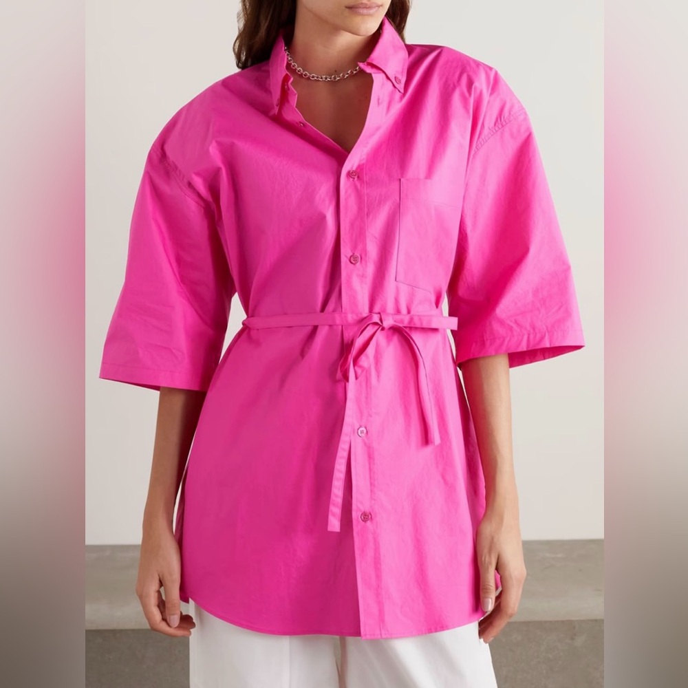 THE FRANKIE SHOP Udine oversized belted cotton-poplin shirt - NWT